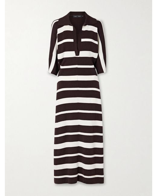 Proenza Schouler White Solana Striped Wool And Silk-Blend Midi Dress
