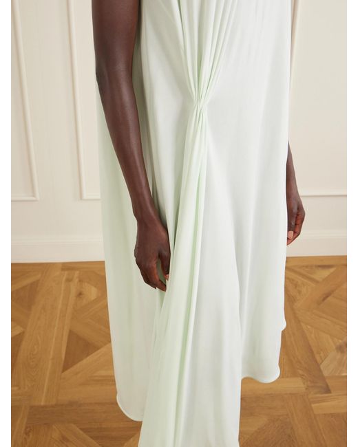Bottega Veneta White Gathered Cady Midi Dress