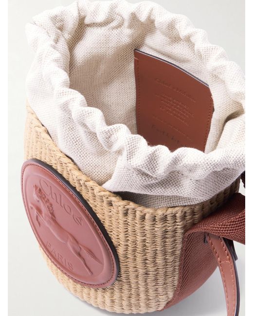Sac À Main En Raphia À Finitions En Cuir Et En Toile Horse Medal Basket Chloé en coloris Brown