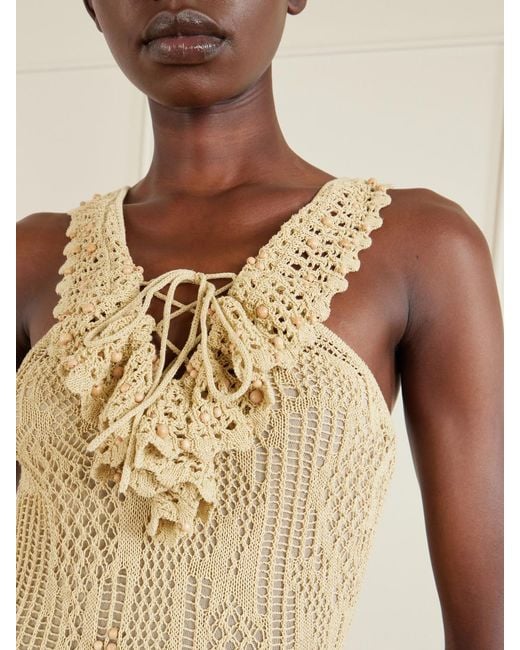 Isabel Marant Natural Ornella Embellished Crocheted Cotton-Blend Midi Dress