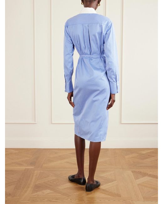 Altuzarra Blue Floyd Belted Striped Cotton-Poplin Midi Dress