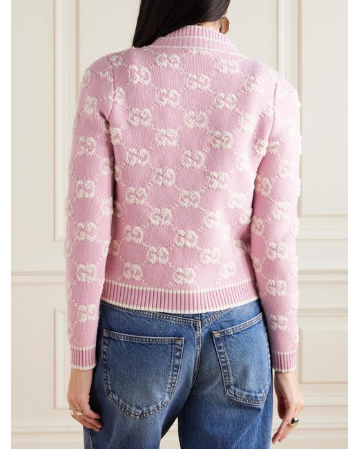 Gucci Pink Cardigan Aus Woll-Bouclé