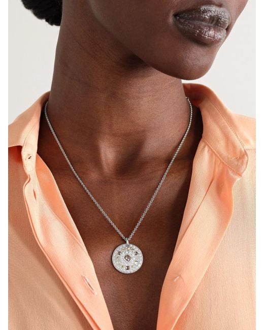 De Beers London Natural Talisman Medal 18-Karat Diamond Necklace