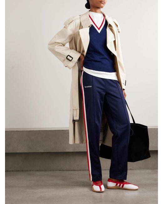 Sporty & Rich Blue New York Yankees Serif Striped Embroidered Jersey Track Pants