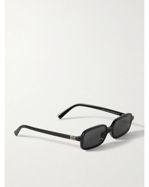 Miu Miu Black Rectangular-Frame Acetate Sunglasses