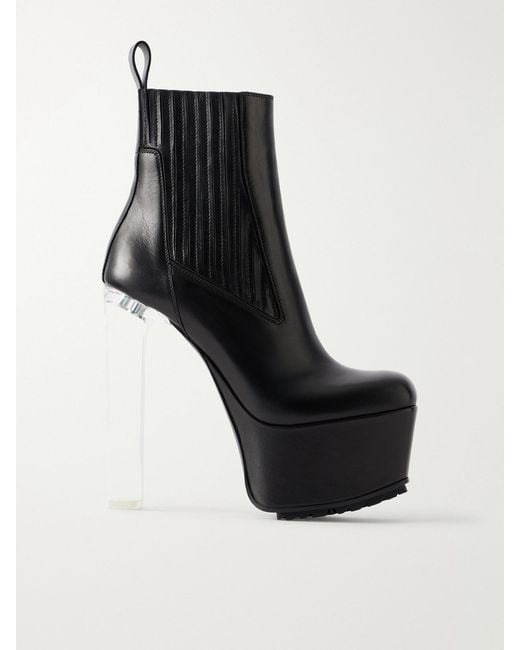 Rick Owens Black Beatle Kiss Leather Ankle Boots