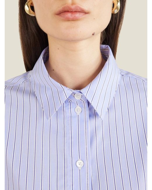 Anine Bing Blue Essie Striped Cotton-Poplin Shirt