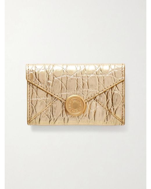 Dries Van Noten Natural Textured Metallic Croc-Effect Leather Wallet