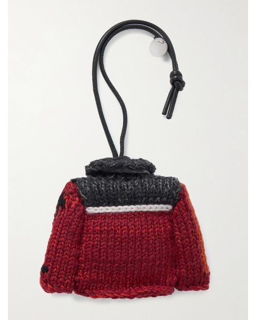 J.W. Anderson Red House Cardigan Crocheted Cotton And Leather Bag Charm