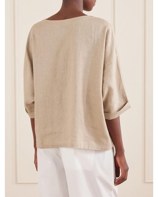 Suzie Kondi Natural Saria Linen-Chambray T-Shirt