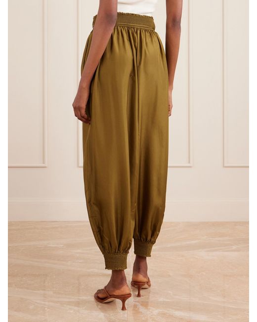 Zimmermann Green Mahon Silk Tapered Pants