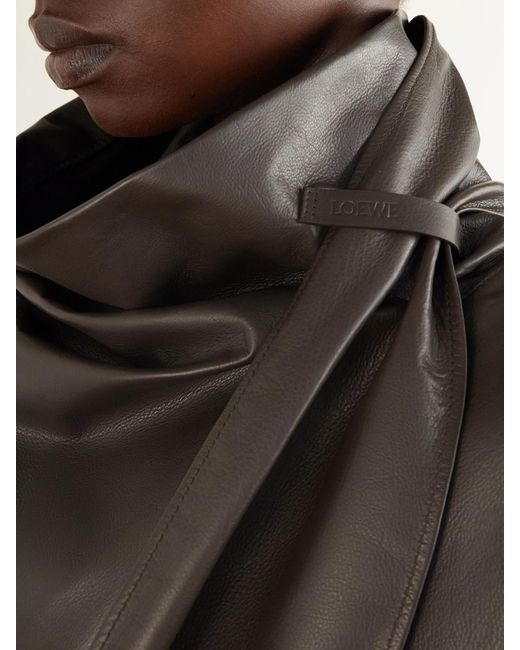 Loewe Black Scarf-Detailed Leather Jacket