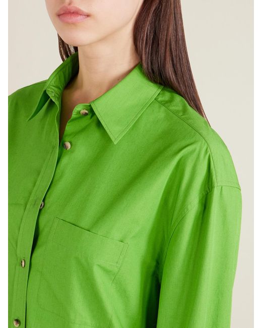 Khaite Green Newton Cotton-Poplin Shirt