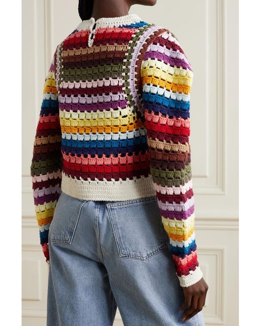 Sea Ziggy Striped Crochet-knit Sweater in Red | Lyst