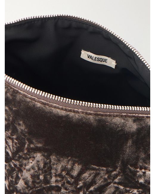Valesque White Corset Leather-Trimmed Crushed Velvet Shoulder Bag