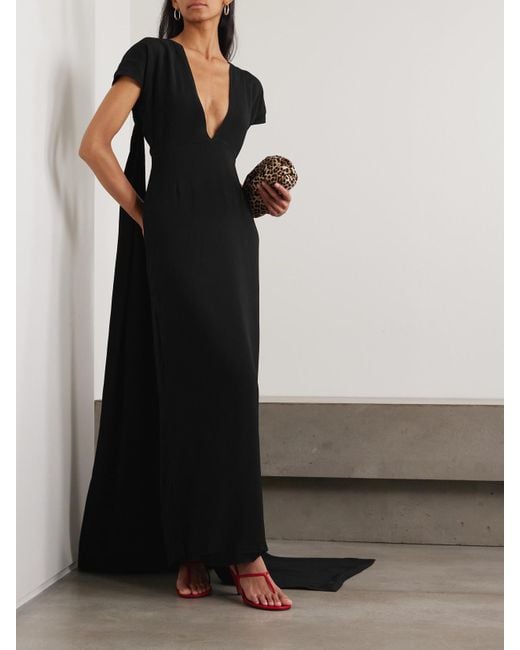 BERNADETTE Black Clara Draped Crepe Gown