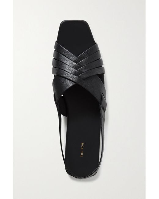 The Row Meera Textured-leather Slingback Sandals in Black - Lyst
