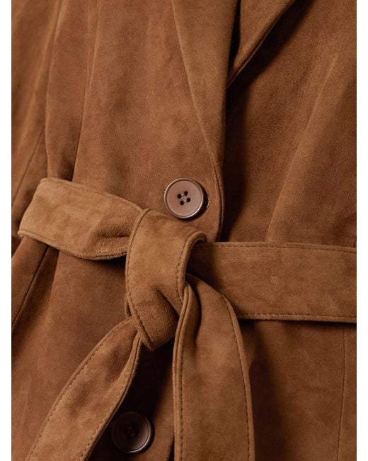 Nour Hammour Brown Vesper Belted Suede Coat