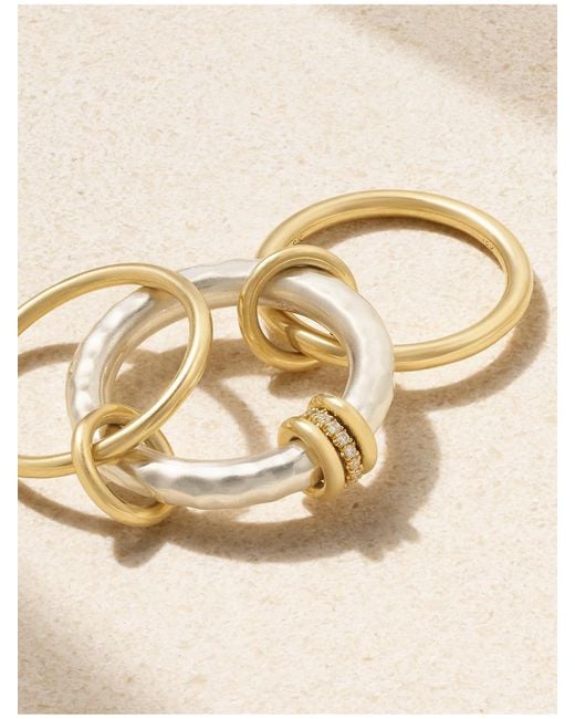 Spinelli Kilcollin Natural Gemini Set Of Three 18-Karat And Diamond Rings