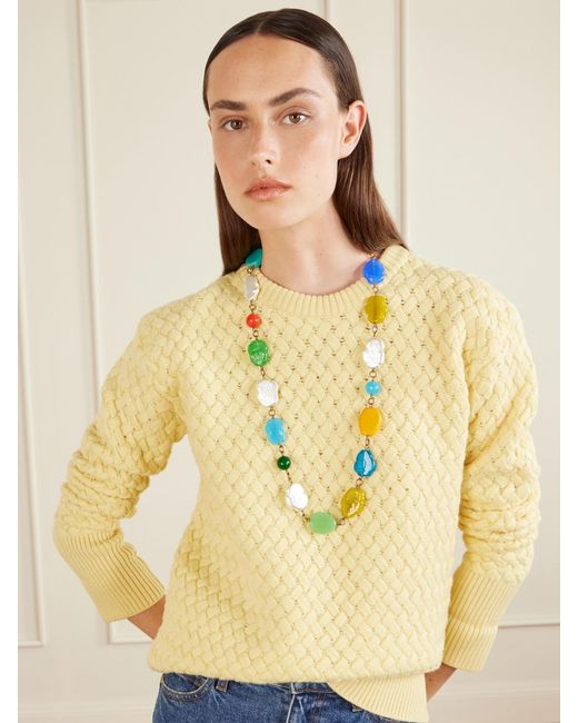Susan Caplan Blue Chanel Vintage 1990S-Plated, Gripoix Glass And Pearl-Effect Beaded Necklace