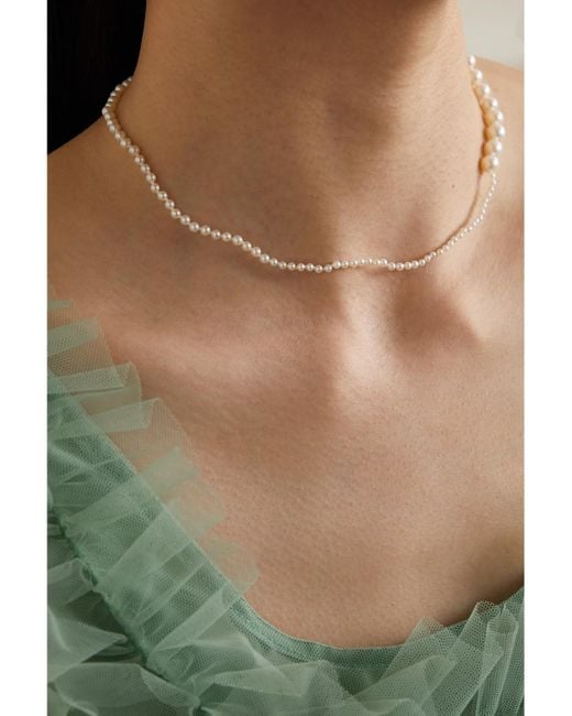 Sophie Bille Brahe Natural Petite Peggy 14-Karat Pearl Necklace