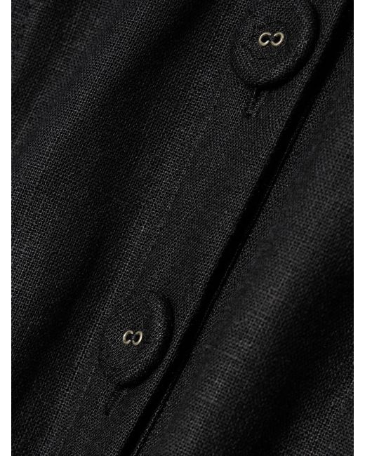 Charo Ruiz Black Dubya Cloqué-Trimmed Ramie-Blend Midi Shirt Dress