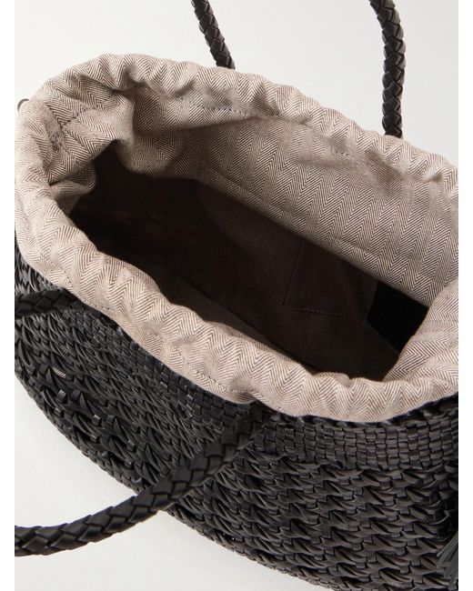 Dragon Diffusion Black Santa Cano Woven Leather Tote Bag