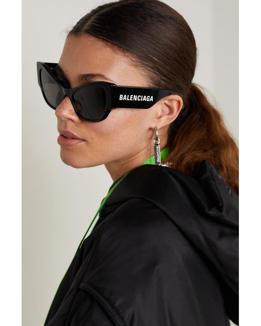 Balenciaga Oversized Cat-eye Acetate Sunglasses in Black | Lyst UK