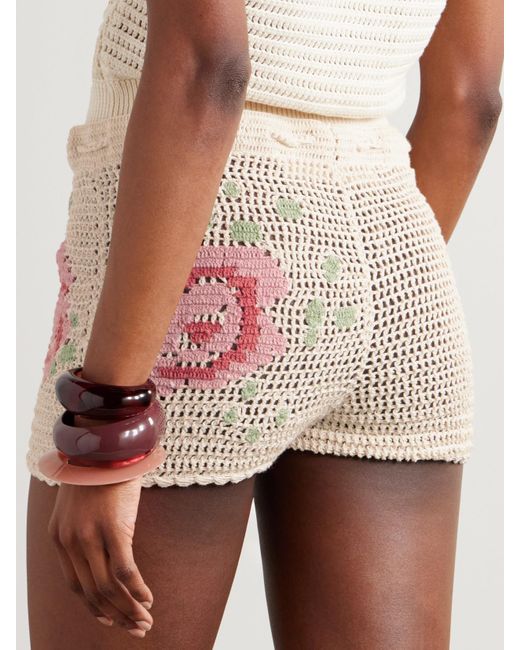 Alix Of Bohemia Pink Salem Shorts Aus Gehäkelter Baumwolle