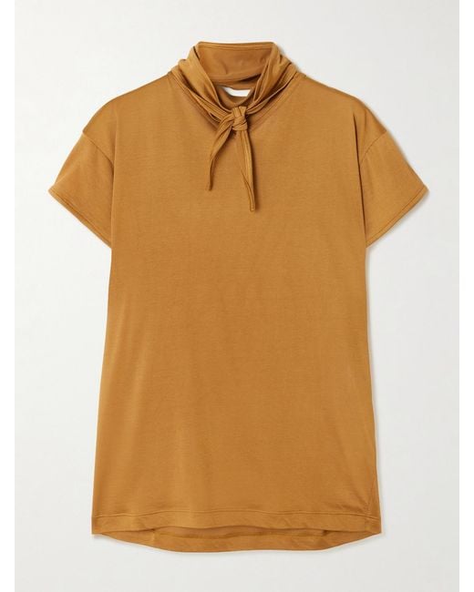 Lemaire Brown Tie-Neck Jersey T-Shirt