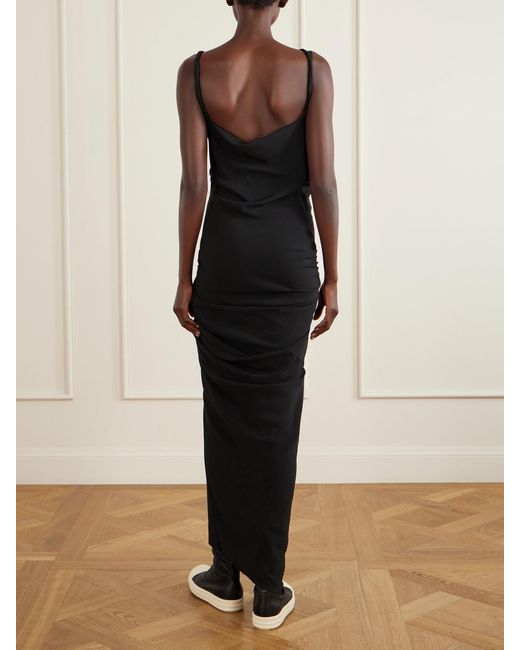Rick Owens Black Draped Cady Maxi Dress