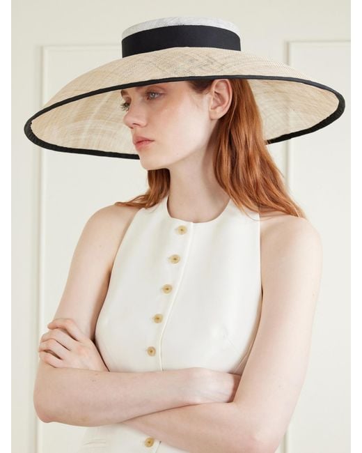 Gigi Burris Millinery Natural Maris Grosgrain-Trimmed Sinamay Sunhat