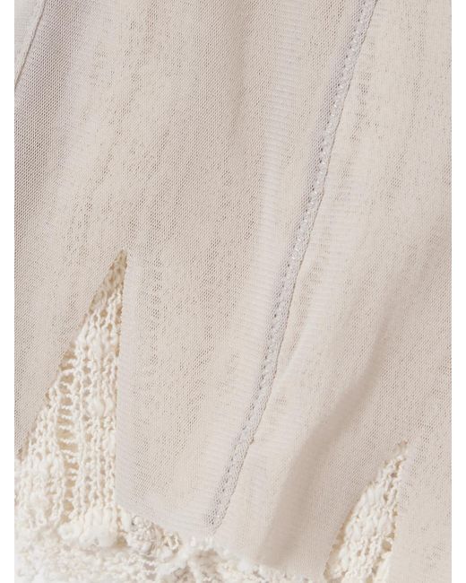 Our Legacy Natural Ragged Distressed Mesh And Cotton-Blend Crochet Tank