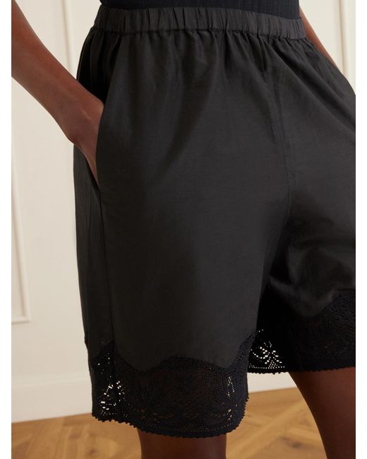 Alix Of Bohemia Black Tillie Prima Cotton And Silk Blend Straight-Leg Shorts