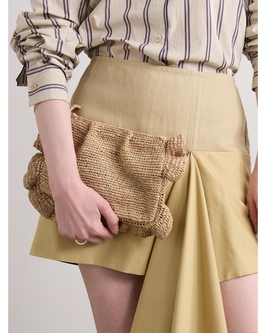 Loeffler Randall Natural Mavis Ruffled Raffia Shoulder Bag