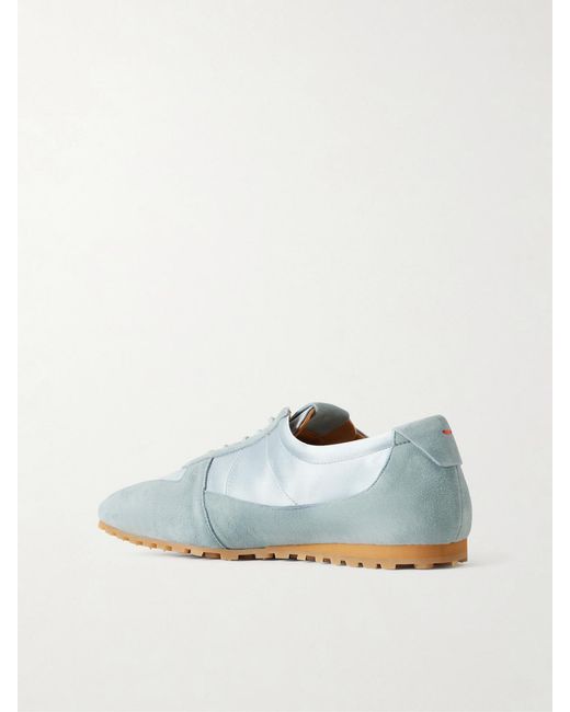 Aeyde Blue Uma Suede And Satin Sneakers