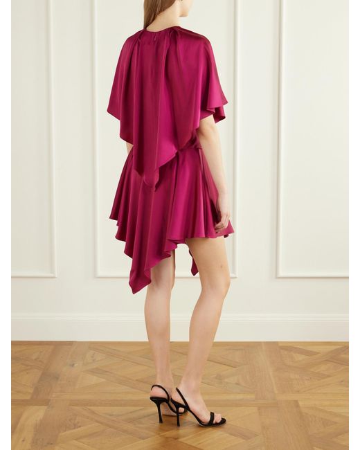 Stella McCartney Pink Gathered Tiered Satin Midi Dress