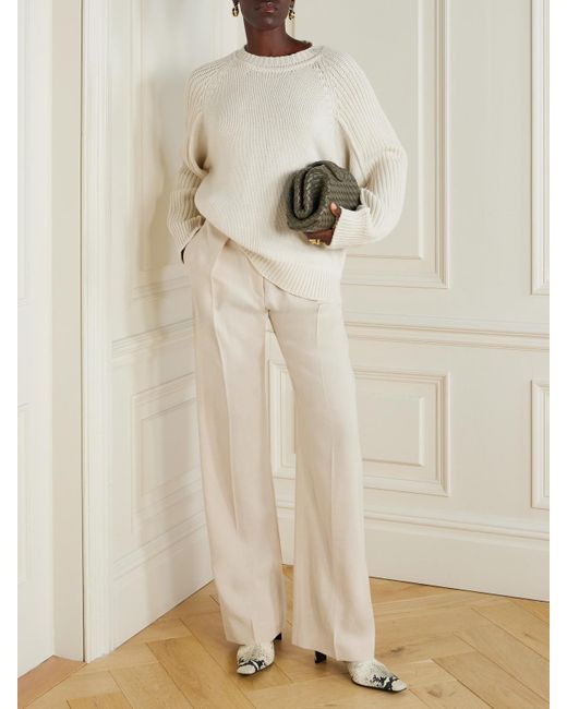 Another Tomorrow Natural Oversized Ribbed Recycled Cashmere And Wool-Blend Sweater