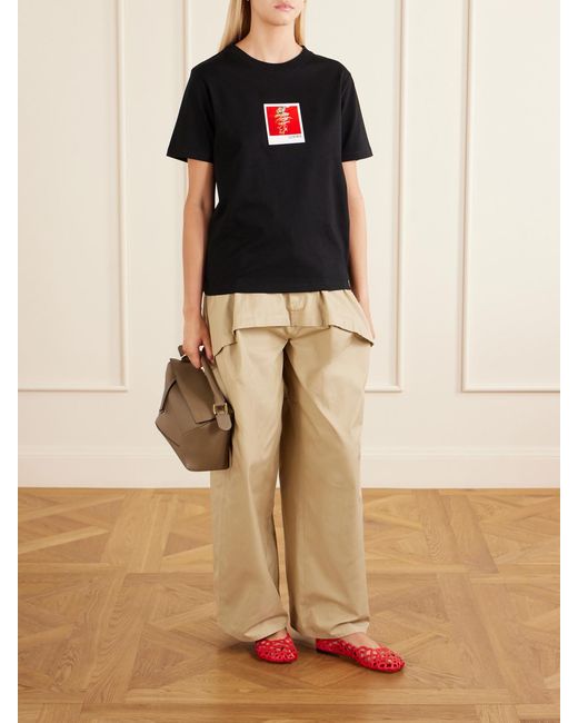 Loewe Black Appliquéd Cotton-Jersey T-Shirt