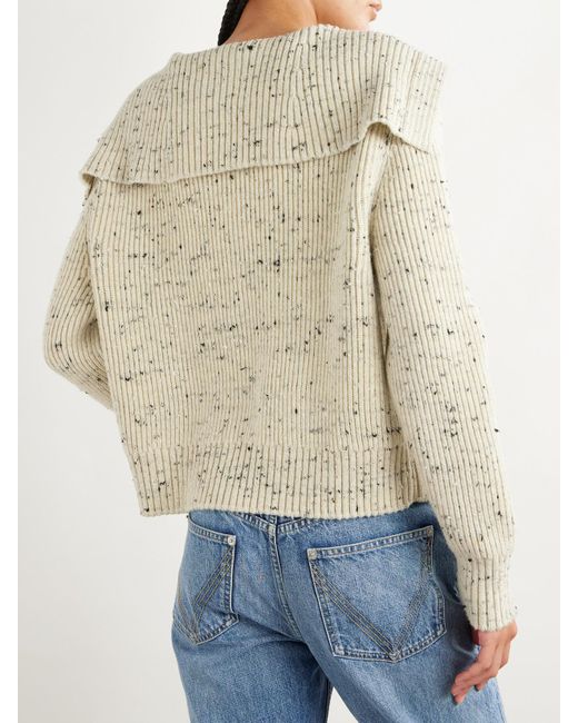 Bottega Veneta Natural Ribbed Wool-Blend Cardigan