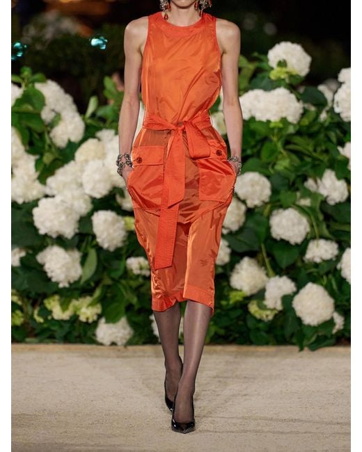 Saint Laurent Orange Buttoned Front Midi Dress