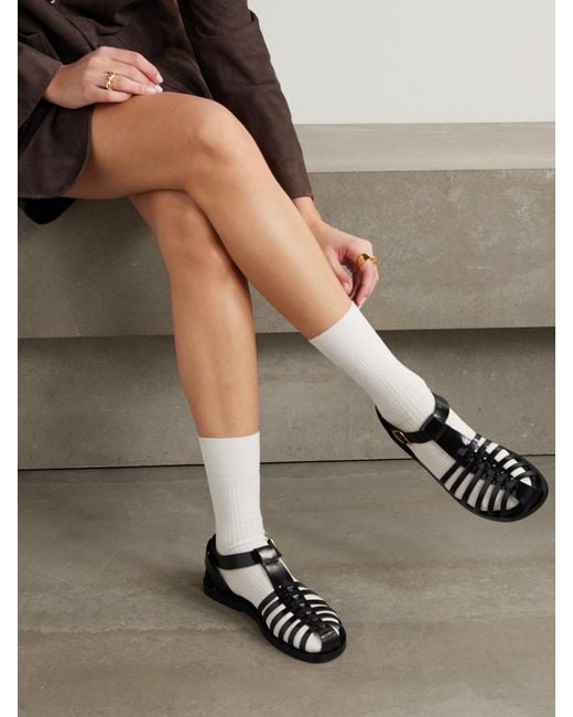 Bally Black Steva Fisherman Glossed-Leather Sandals