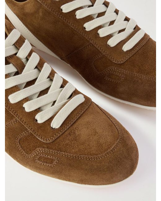 Rick Owens Brown Leather-Trimmed Suede Sneakers