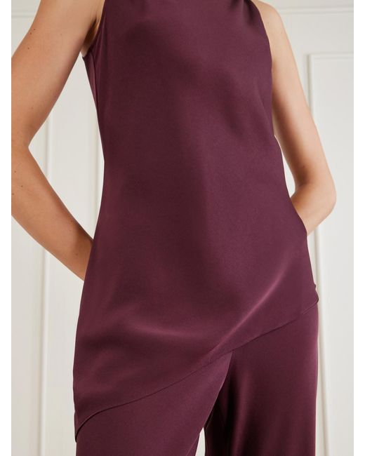 Veronica Beard Purple Radford Crepe-Satin Blouse
