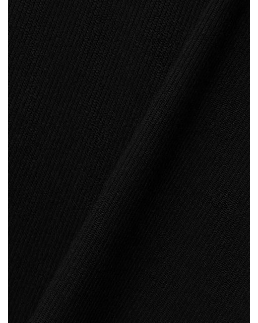 ÉTERNE Black Ribbed Stretch Cotton And Modal-Blend Mini Turtleneck Dress