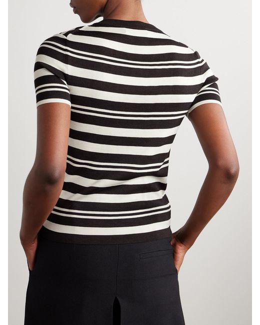 Nili Lotan Black Oaklynn Striped Silk-Jersey Top