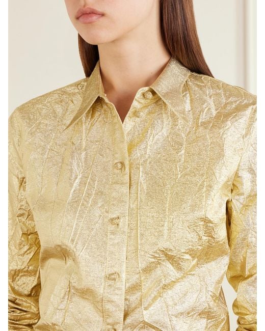 Tory Burch Crinkled Metallic Silk-Blend Shirt