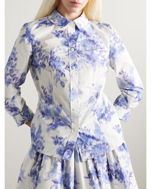 Carolina Herrera Blue Icon Hemd Aus Taft Mit Blumenprint