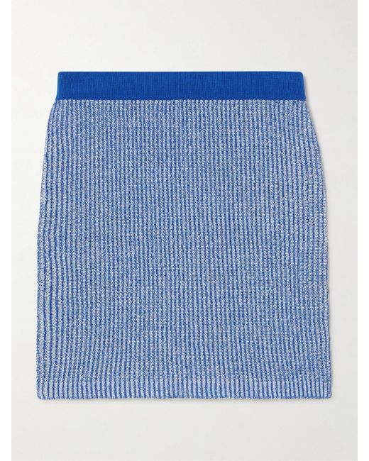 Mini-Jupe En Coton Côtelé Dual Escvdo en coloris Blue