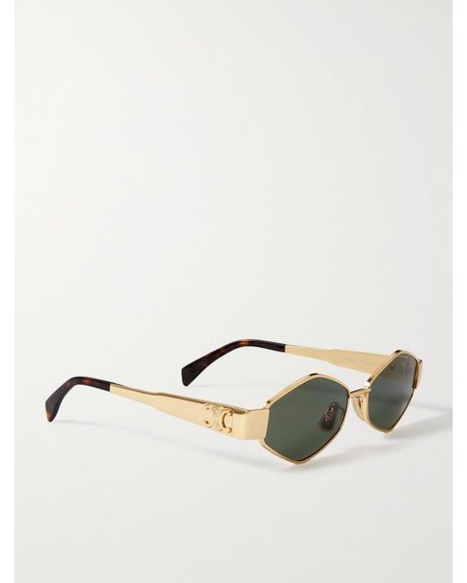 Céline Green Triomphe Hexagon-Frame-Tone Sunglasses